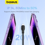 Cáp Sạc Nhanh BASEUS PD 20w 27w Pudding Series Cho iPhone 11 12 13 14 Mềm Dẻo, Sạc Nhanh ở Nhiệt Độ Thấp