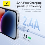 Cáp Sạc BASEUS 2.4a Silky Cho iPhone 5 6 7 8 XsMax 11 12 Kiểm Soát Nhiệt Độ Sạc Truyền Data 480Mbps Cáp Cao Su Chống Gãy Bền Bỉ Thời Trang