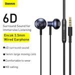Tai Nghe Dây Có Mic Đàm Thoại BASEUS H19 Jack Cắm 3.5mm Nhét Tai Cách Âm Chống Ồn Âm Thanh Nổi 6D HIFI