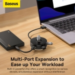 Bộ Chia BASEUS Hub AirJoy Round Box Adapter Type-C Hoặc USB 3.0 To USB 3.01 + USB2.03 Cho Máy Tính, Laptop, Macbook