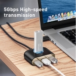 Bộ Chia Cổng USB/ Type C Ra 4 Cổng USB Baseus Square Round  4 in 1 ( Type C/ USB 3.0 to USB3.0*1+USB2.0*3 Smart Adapter)