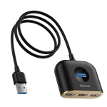 Bộ Chia Cổng USB/ Type C Ra 4 Cổng USB Baseus Square Round  4 in 1 ( Type C/ USB 3.0 to USB3.0*1+USB2.0*3 Smart Adapter)