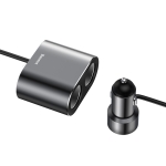 Bộ Chia Tẩu Sạc Trên Xe Ô Tô Baseus CRDYQ 12 V-24V Tích Hợp 2 Cổng USB Sạc Nhanh Công Suất 100w Dây Dài 60cm Phù Hợp Mọi Loại Xe