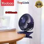 Quạt Kẹp Tích Điện Mini YOOBAO F04 Pin Khủng 6400mAh Chạy 1.5 Ngày Có 4 Mức Gió Siêu Bền